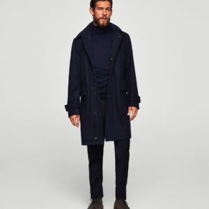 Hood wool-blend duffle coat
